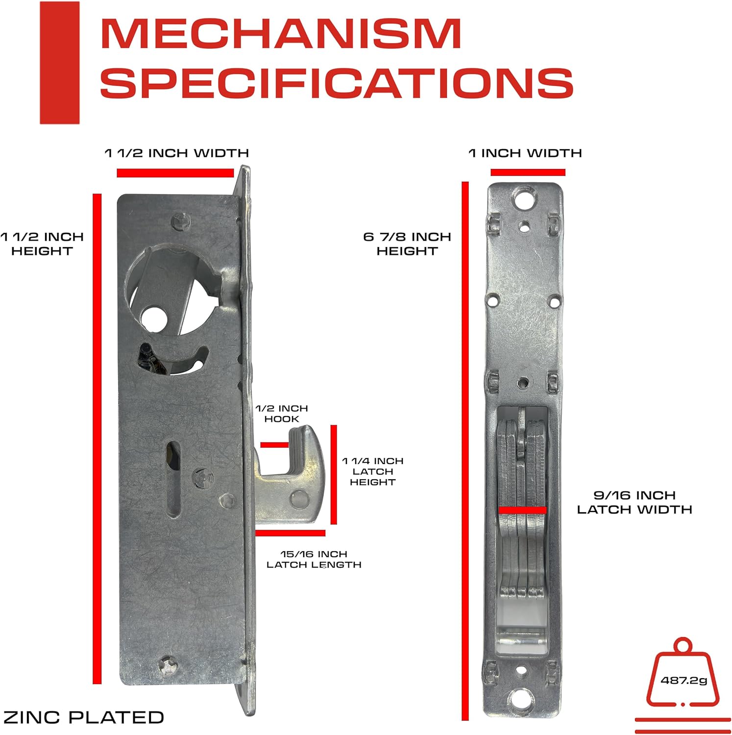 Sliding Gate Hook Mortise Lock & Weldable Steel Box Single Cylinder