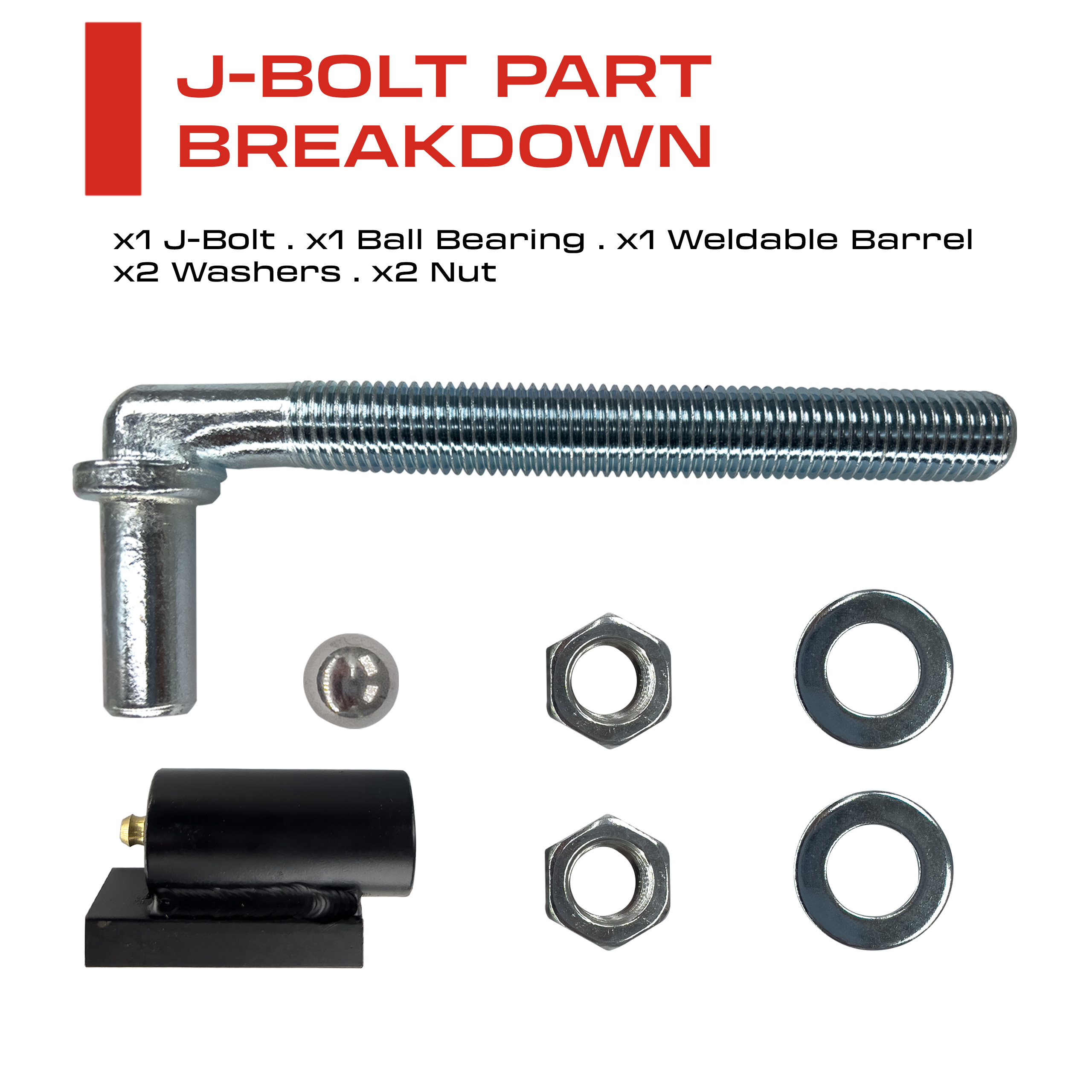 J Bolt Gate Hinge – 5/8” – Adjustable Weldable Hinge – Ball Bearing- Heavy Duty