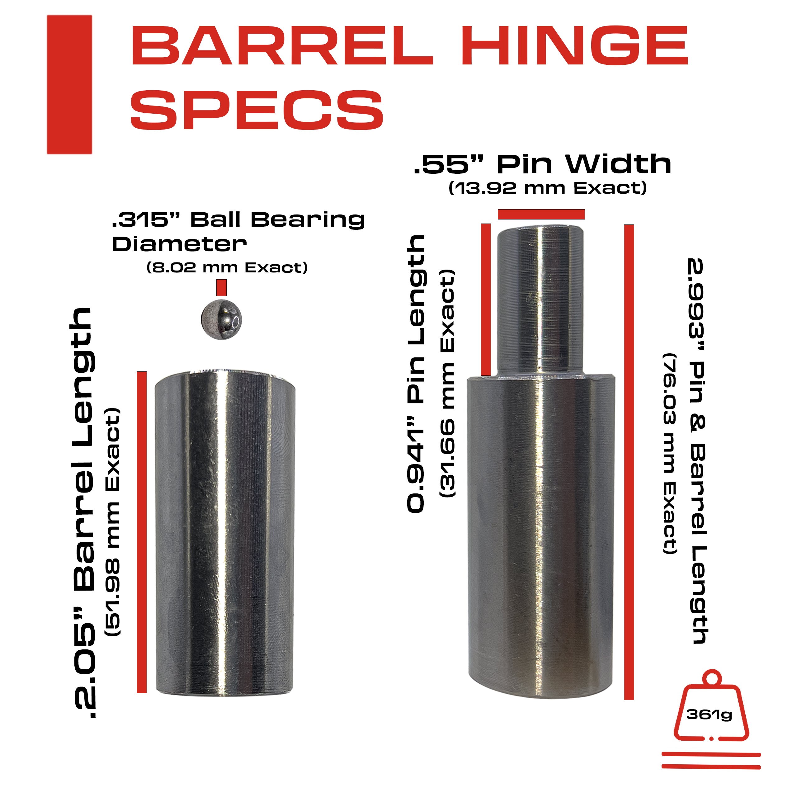 4” Weldable Barrel Hinges – 4.157 Inch x 0.944 Inch – Heavy Duty Steel – Weld On Bullet Door Hinges