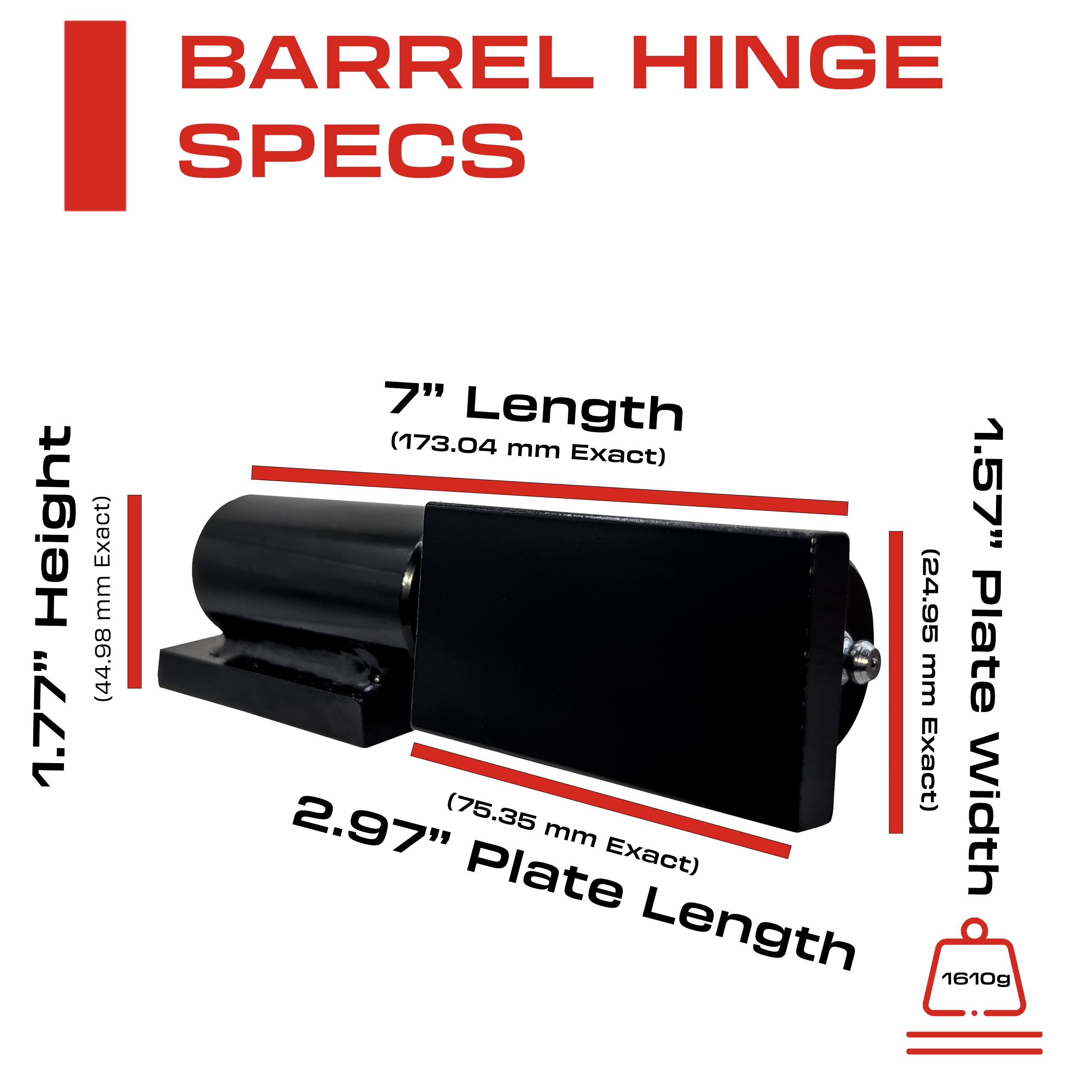 7” Weldable Barrel Hinges – 7 Inch x 1.77 Inch - Ball Bearing Gate Hinge