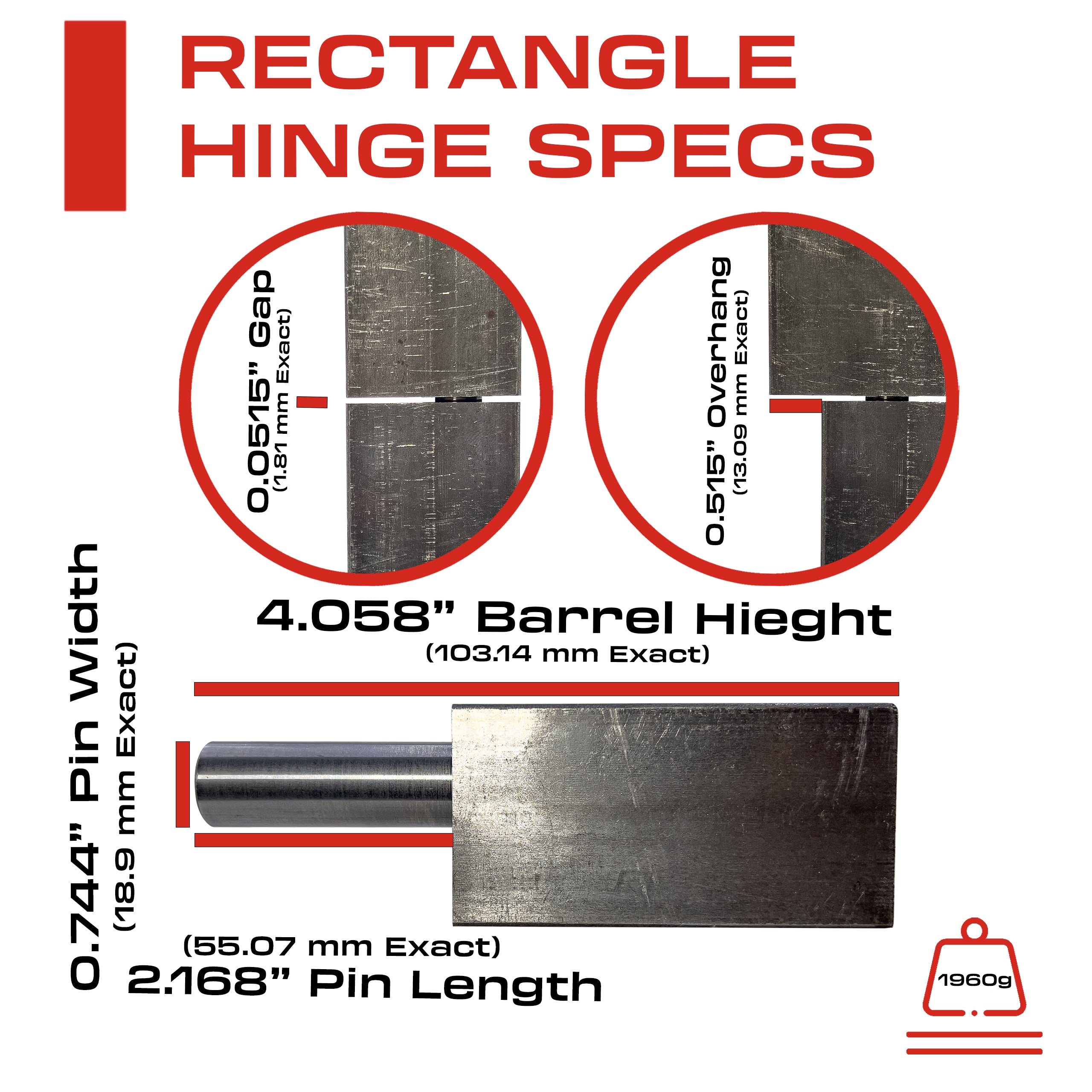 Sidco Supply 7” Inch Weldable Rectangle Hinges – Heavy Duty Gate Hinges – Weld On Hinges – Weld On Gate Hinges – Square Hinges Weld On